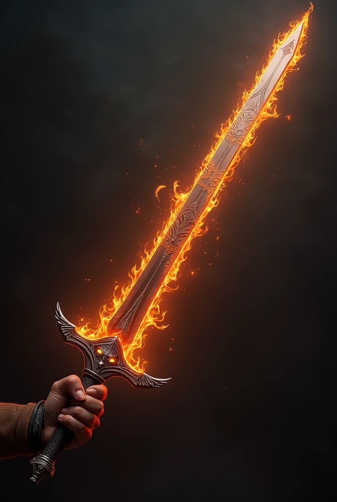 A custom longsword with flames and tiger 🐯