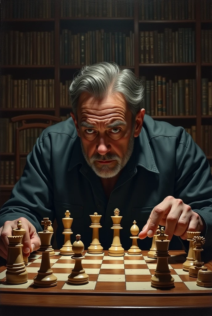Man arguing with a chess board