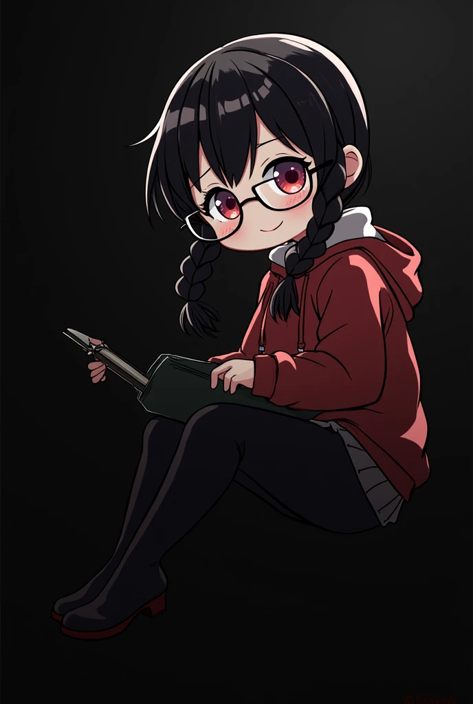 chibi style, 2d, アニメ, Glasses girl braids