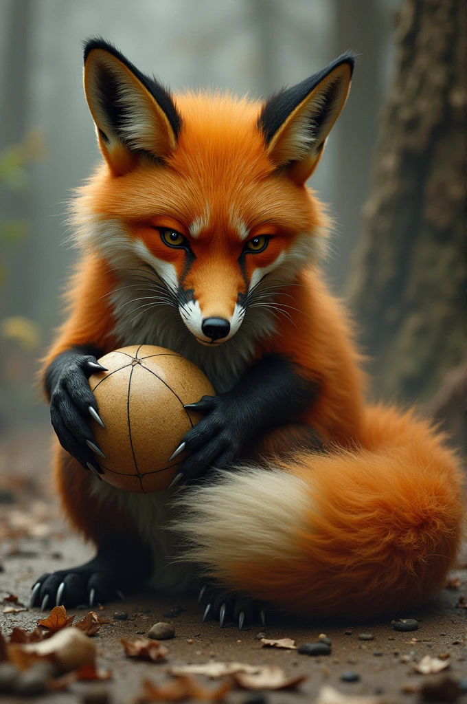 Anthropomorphic Fox with a large shaft getting his balls crushed.
