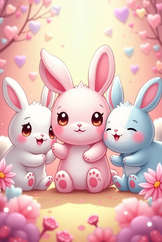 Cute rabbit characters,Sanrio style
