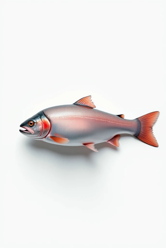 Create an image for me where a pregnant salmon appears on a white background.