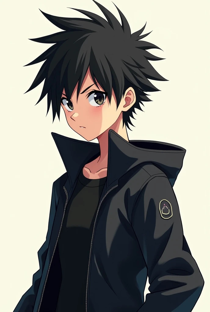 Girl with spiky hair and black jacket (anime image)