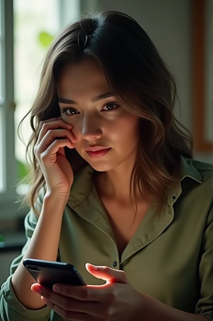Woman listening to audio on whatsapp