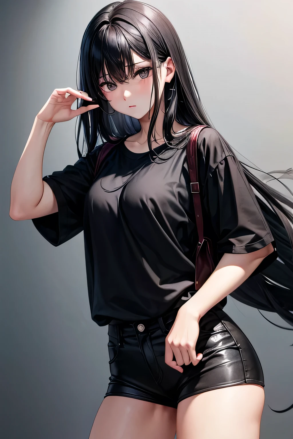 anime girl, black skin,black hair