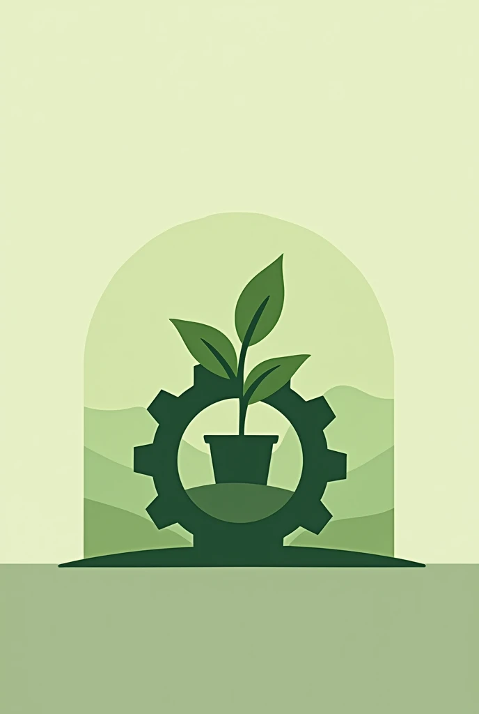 A minimalist logo, with the gear as if it were, a plant pot, a celebration with a plant inside the jar, in shades of green, greenhouse and agribusiness is the main point of the brand logo