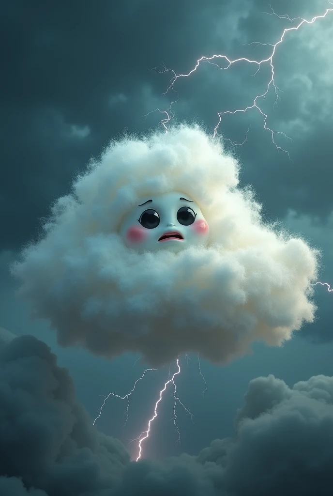 3D a nimbus cloud afraid of a thunderstorm