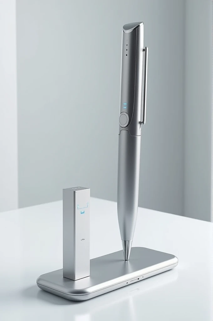 Advertisement for a self-writing pen with a technologically advanced microphone 