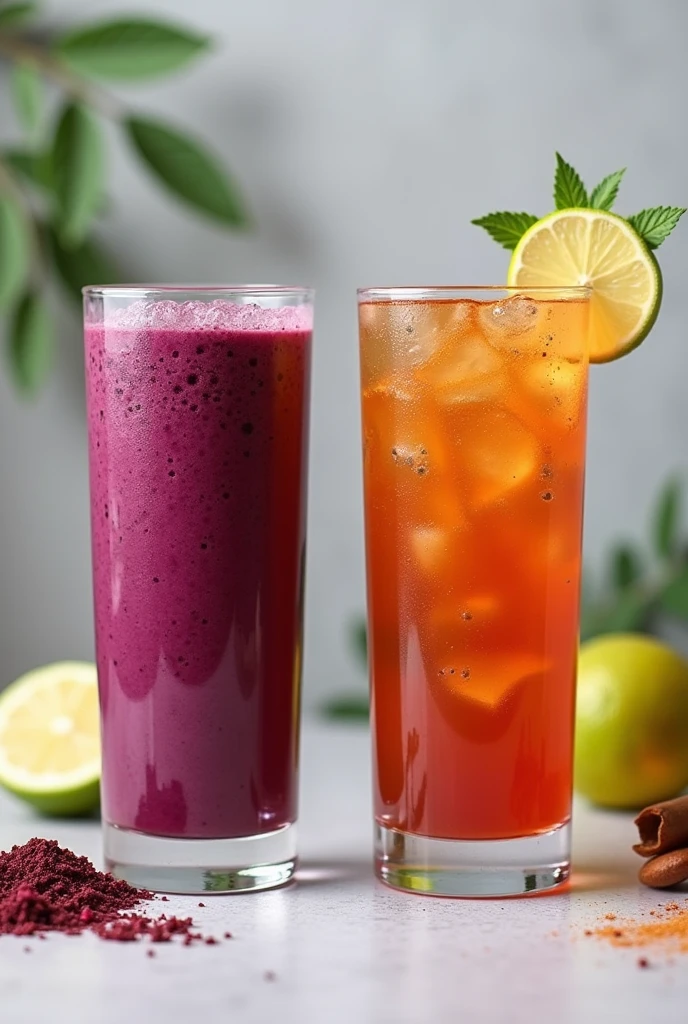make a picture; on one side a 300 ml glass filled with açaí, and the other, a 300 ml glass of Amazonian guarana. ( It's not soda).