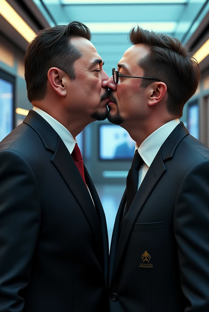 An image of Nicolas Maduro kissing Elon Musk