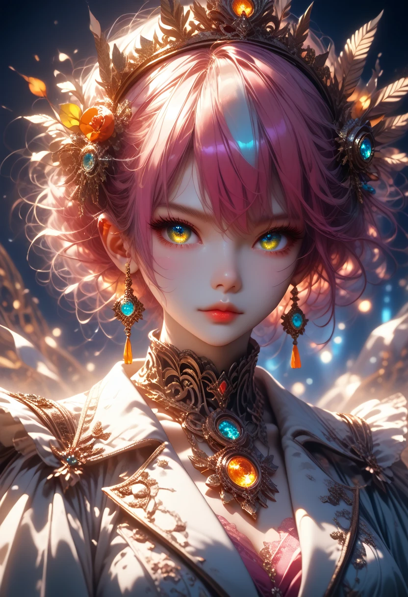 Close-up of a woman with colorful hair and necklace, Anime girl with space hair, Rossdraws Soft Brightness, Works in the style of Guviza, fantasy art style, colorful], bright fantasy style, cosmic and colorful, Gouvez, colorful digital fantasy art, amazing art style, beautiful anime style, White skin, Night coat,full height,, Beautiful Bridge Background Captivates the Viewer,Shine, sexy, chic,Wide Format Image Capture,The Whole Picture, A game of shadows, Clear colors, masterpiece, Full Detailing of the Details, sparks, divinity, score_9,score_8_up,score_7_up,dramatic lighting,highly detailed,high budget,bokeh,cinemascope,moody,epic,gorgeous,film grain,grainy,masterpiece,best quality,perfect anatomy,very aesthetic,official art,8k,