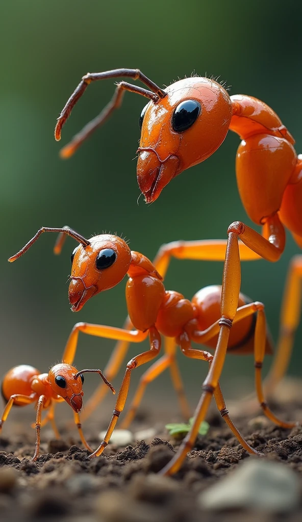 Ants vary greatly in size, from the tiny Pharaoh ant (around 2 mm) to the large queen ants (up to 5 cm long).