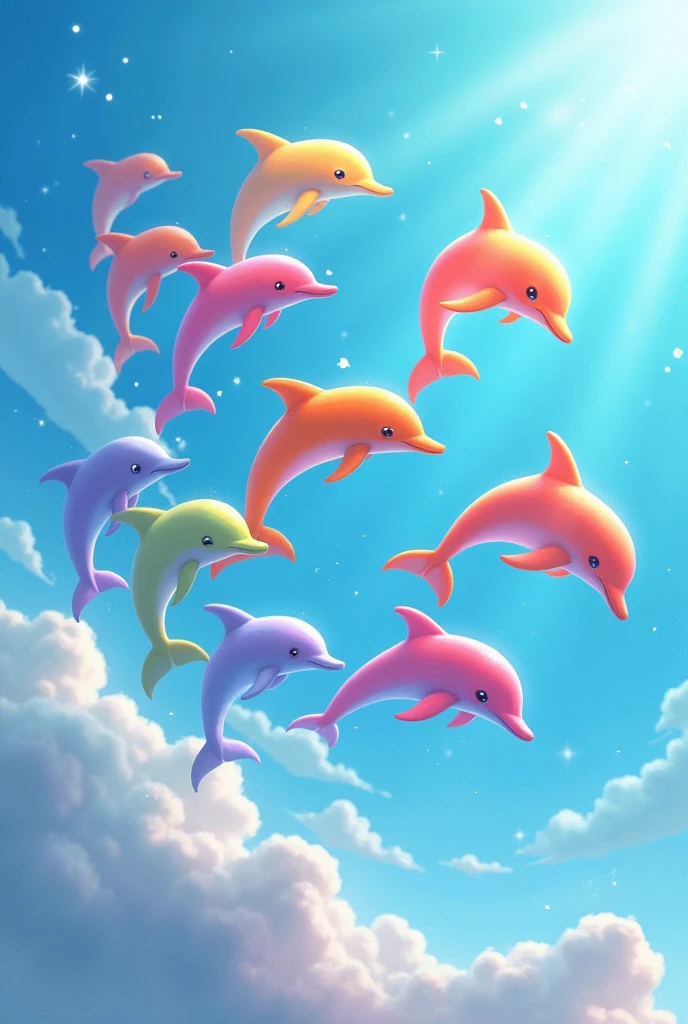 rainbow dolphins sky landscape