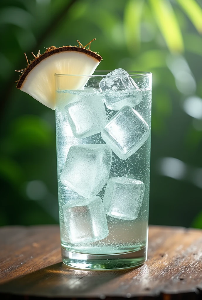 glass of ice cold coconut juice