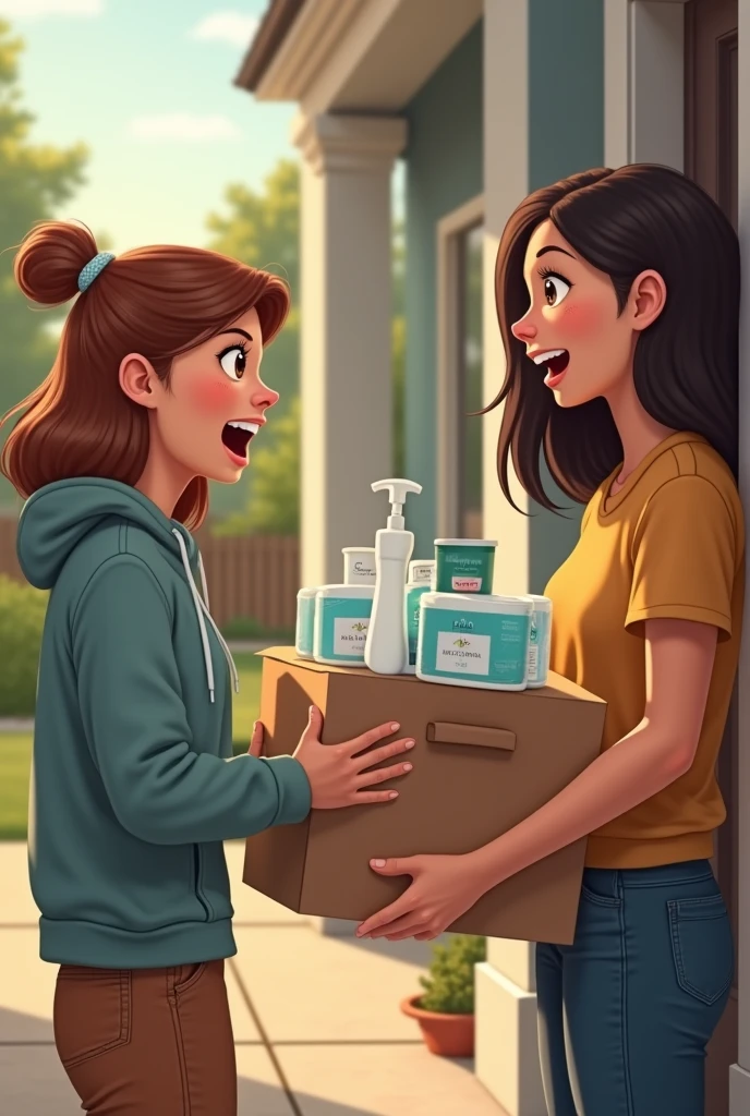 image of a nap of personal hygiene products delivered to customers' doorsteps and they are surprised