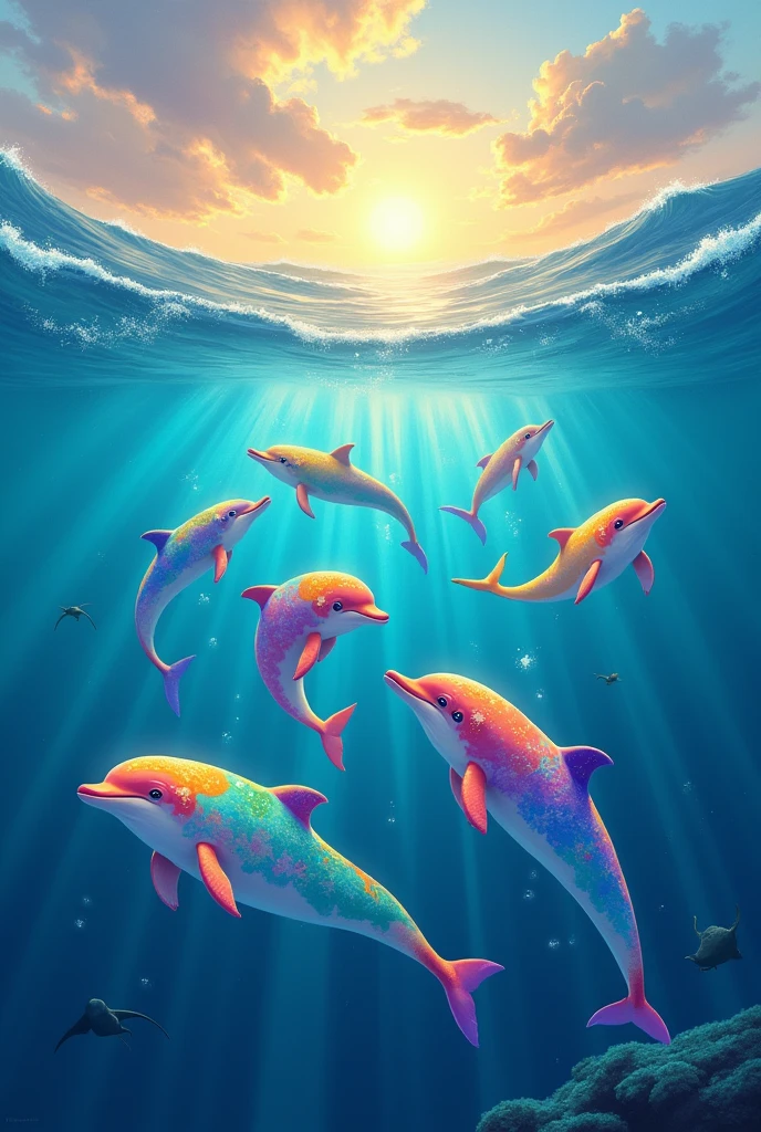 rainbow dolphins landscape