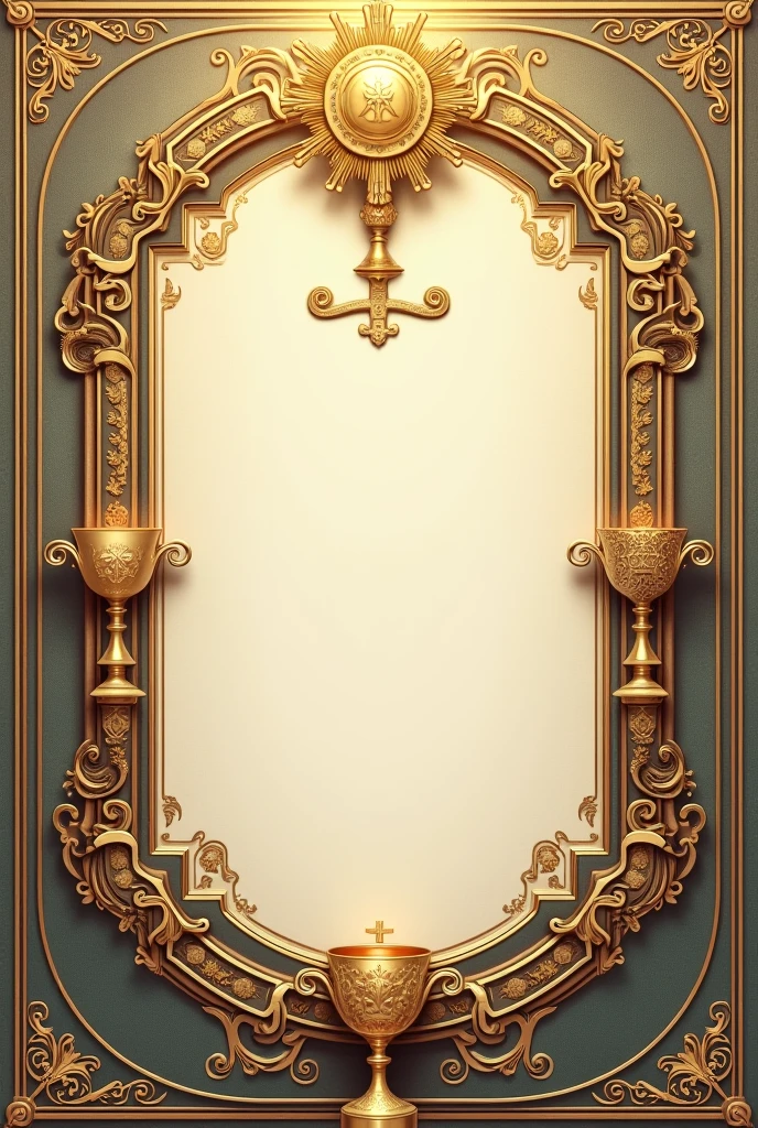 invitation, that has a space in the middle to place the program of the feast of the Blessed Sacrament, use the monstrance, Cup.