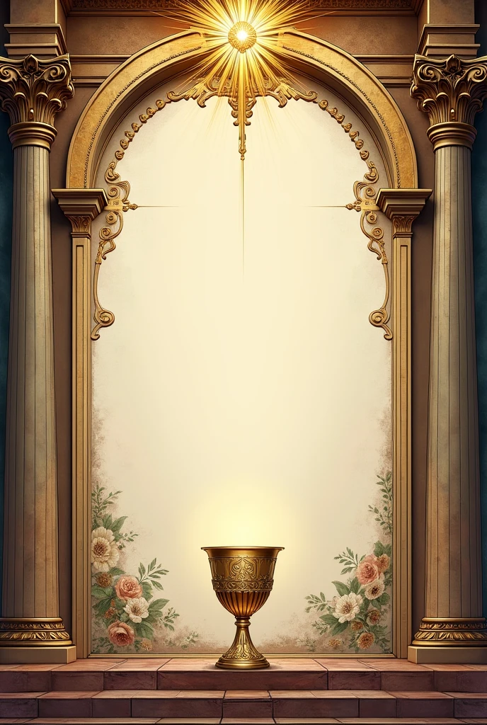 invitation, that has a space in the middle to place the program of the feast of the Blessed Sacrament, use the monstrance, Cup, Catholic Church.