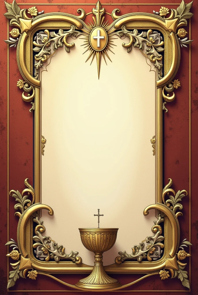 invitation, that has a space in the middle to place the program of the feast of the Blessed Sacrament, use the monstrance, Cup.