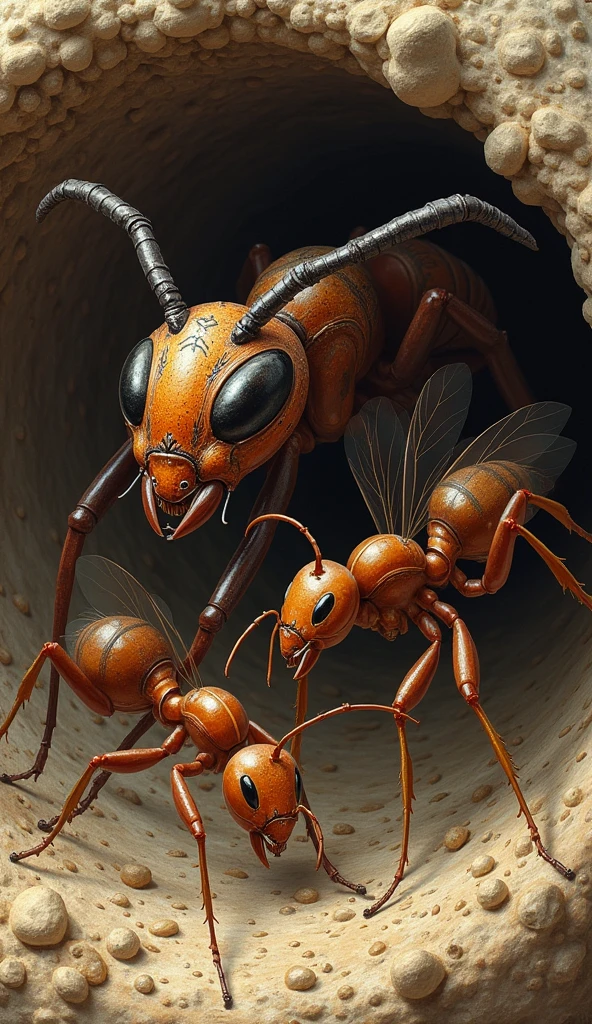 Showing queenbs ants, workers ants, and males ants. To understand the difference between each of them.
