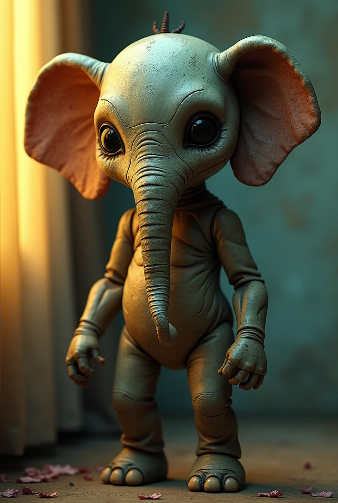 Creepy-looking elephant doll, bright tone