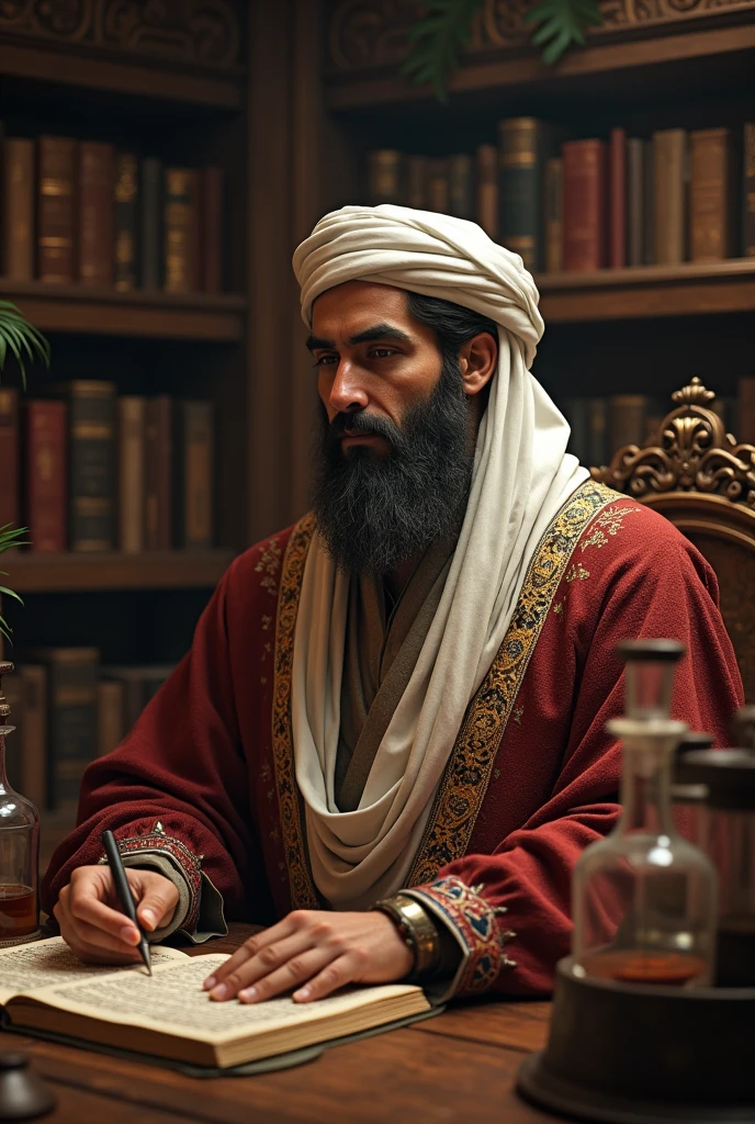 generates an image of an ancient Arab related to medicine and pharmacy