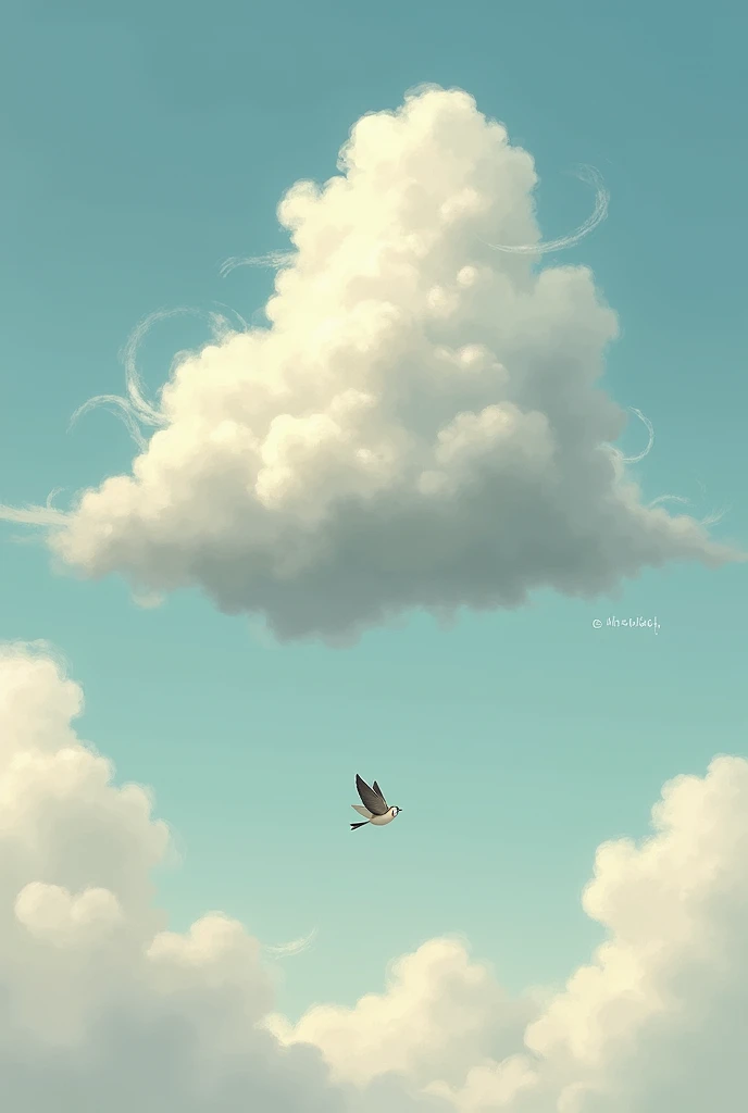 Nimbus cloud wanted to hide, but a tiny, lost bird fluttered up and asked Nimbus for help.