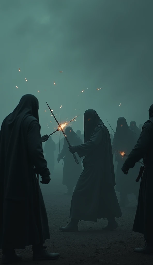Islamic war scene the image is dark and mysterious