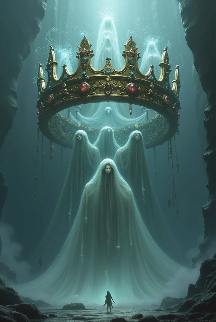 Giant crown with several ghosts inside it