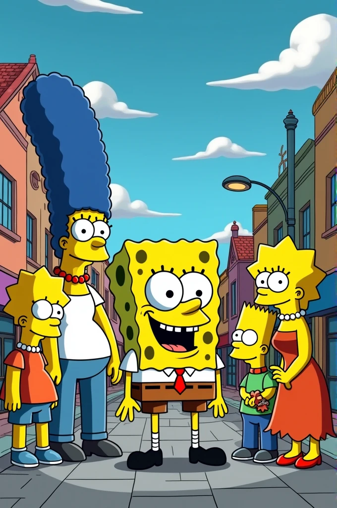 Spongebob with the Simpsons