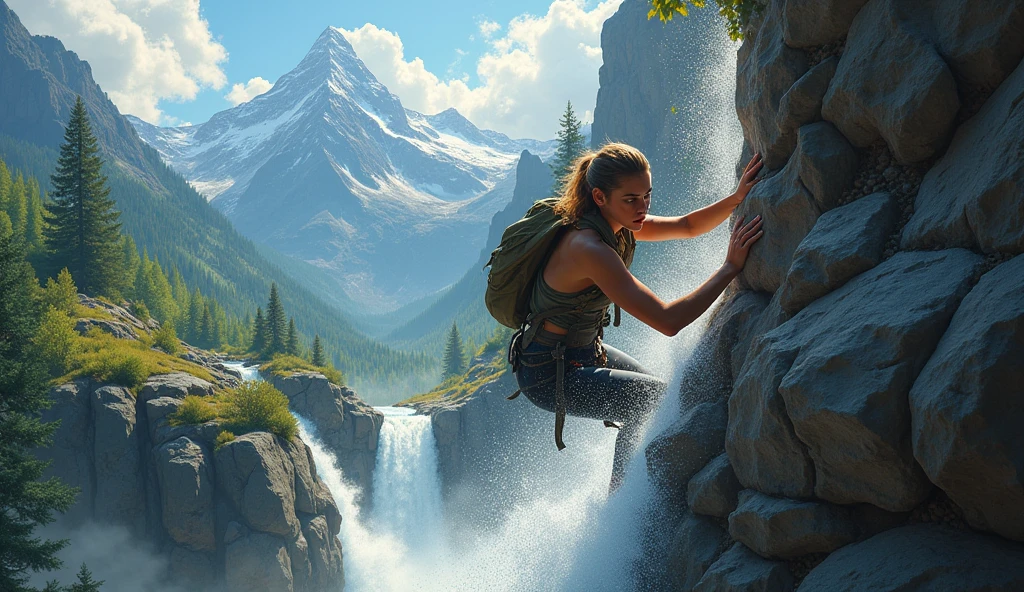 Challenging personal limits through leisure activities", an image in the style of oil painting