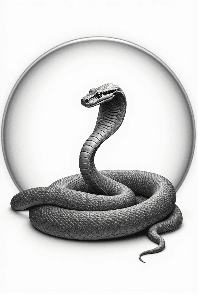 Snake seen through the lens of a microscope (Fish-eye lens) white background (feeling claustrophobia) drawning