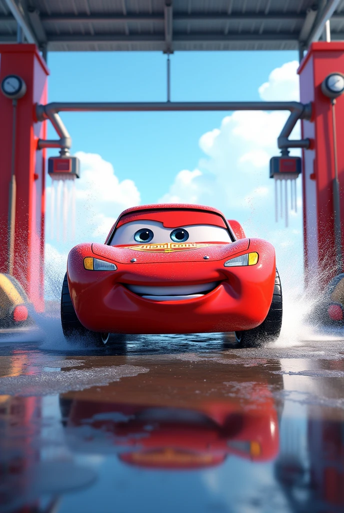 make me a lightning mcqueen logo at a car wash