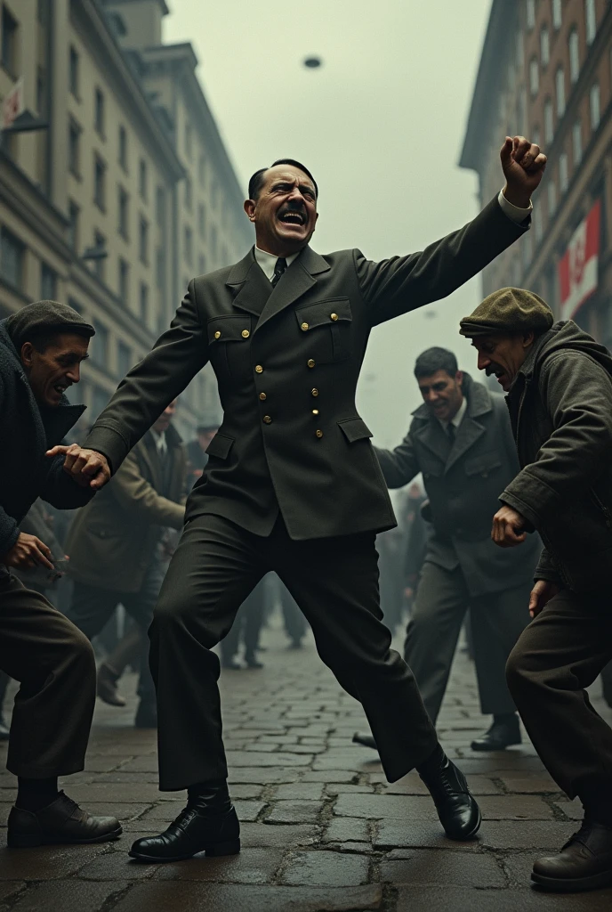 Hitler kicking beggars