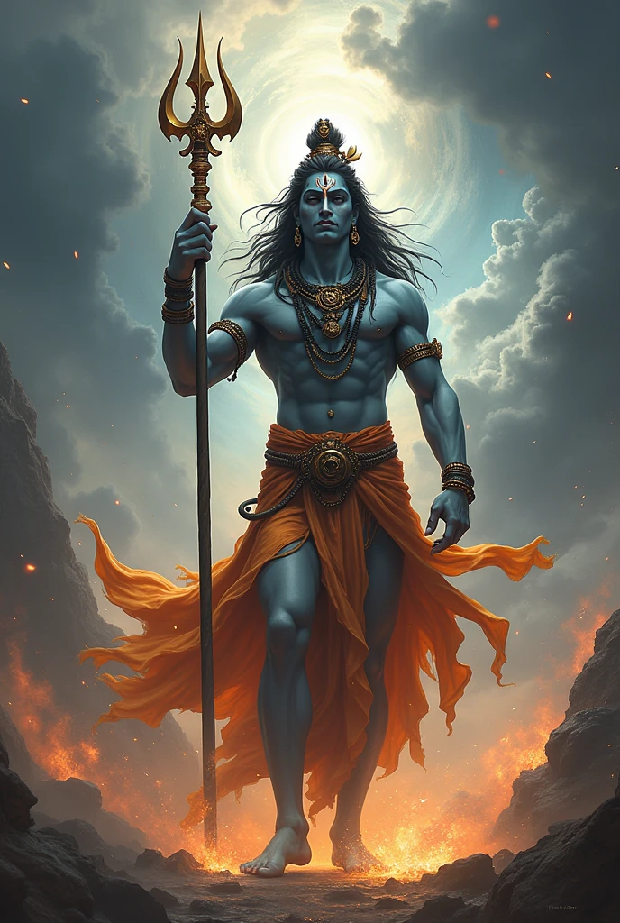 make one image of lord shiv with trishul
