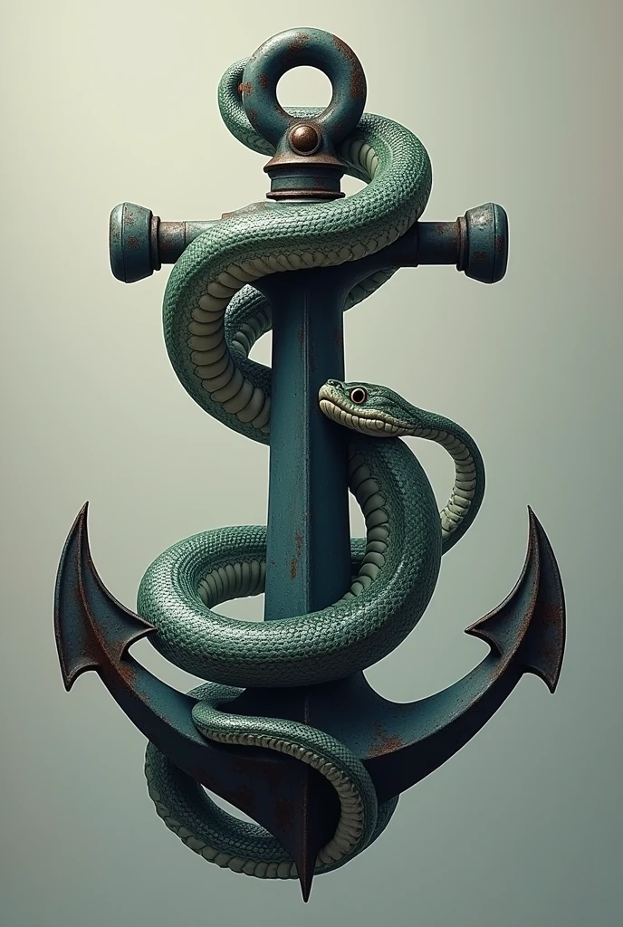 An anchor with a boa constrictor