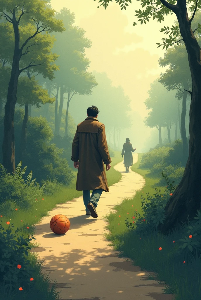 A man walks along a path that is slightly inclined and a ball that has a pocket, falls and rolls about ten meters, Then the lord catches up with her, travel eight meters to the vectors