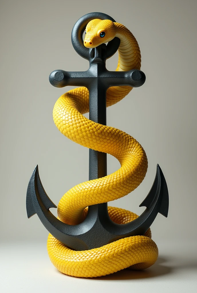 An anchor with a yellow boa constrictor