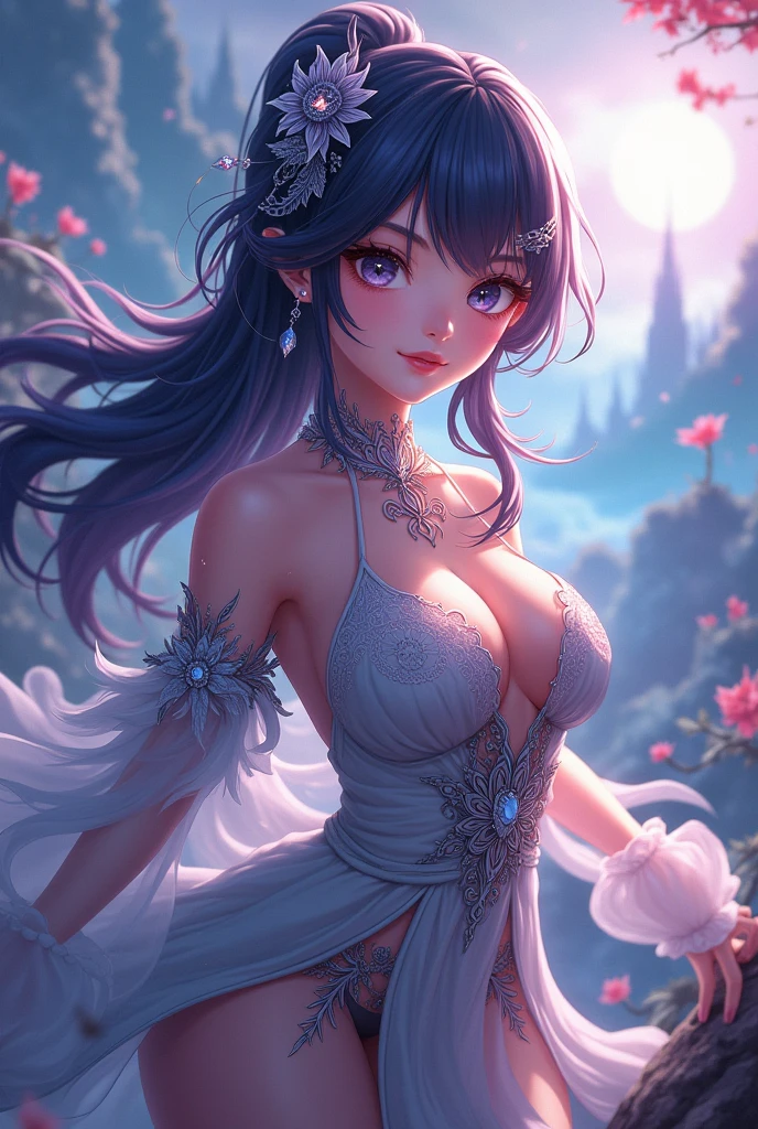 (high quality,best resolution:1.2),(portraits,photography),(vibrant colors),(soft lighting),(beautiful detailed eyes,beautiful detailed lips,extremely detailed face and eyes,long eyelashes),(dark-haired girl),(peaceful expression),(flowing dress),(kneeling on lush green grass),(surrounded by colorful flowers),(sunlight filtering through the trees),(dreamy atmosphere)