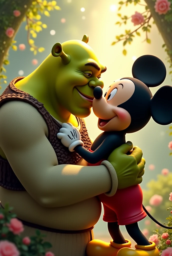 Shlek kissing Mickey 