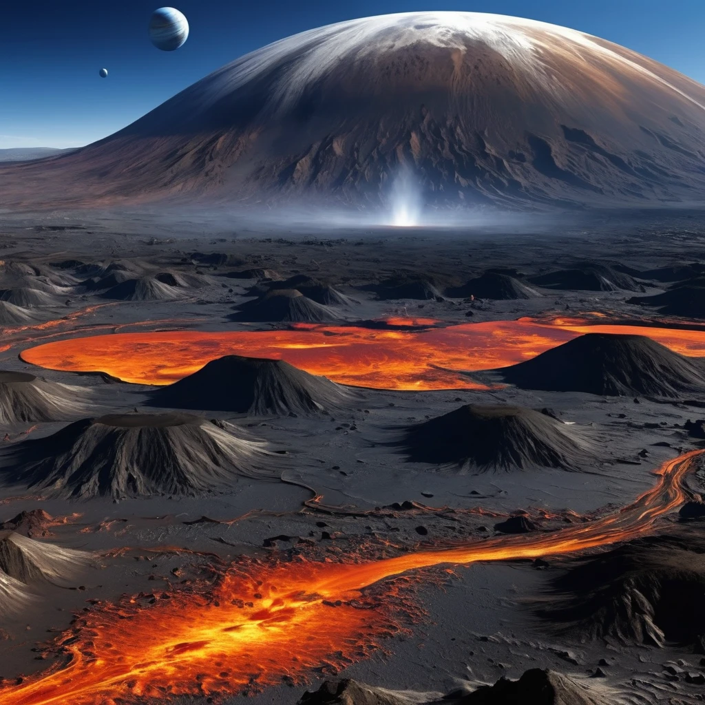 Let's imagine what the surface of the planet Venus would be like, with its volcanoes and dense atmosphere
