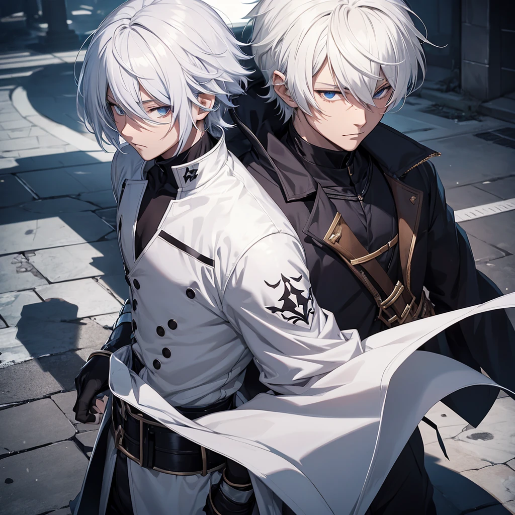 Anime boy knight killed with his neck cut, White hair 