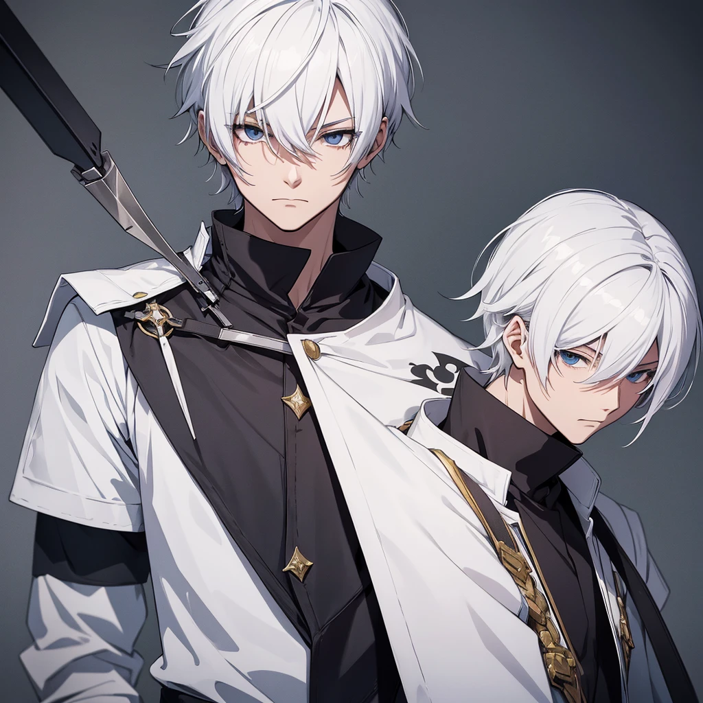 Anime boy knight killed with his neck cut, White hair 