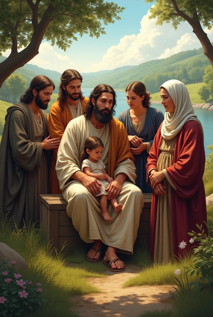 Image of Job from the Bible with his family