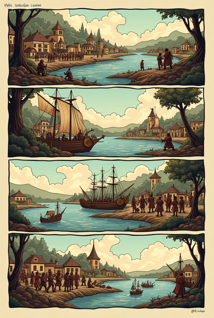 A 6-square comic strip explaining how the United States was colonized