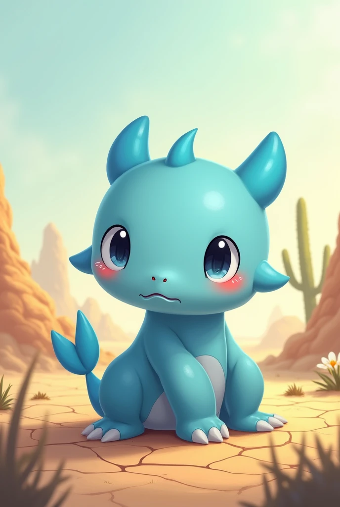 A cute blue character pokemon type about the drought