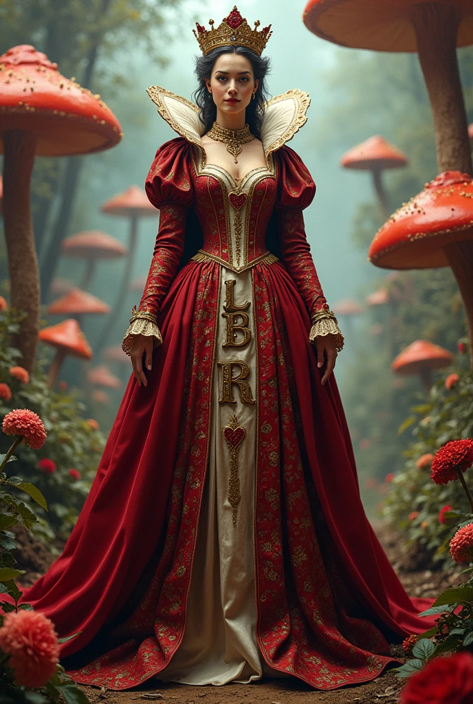 Queen of Hearts from the movie Alice in Wonderland with the letters lbr on her clothes