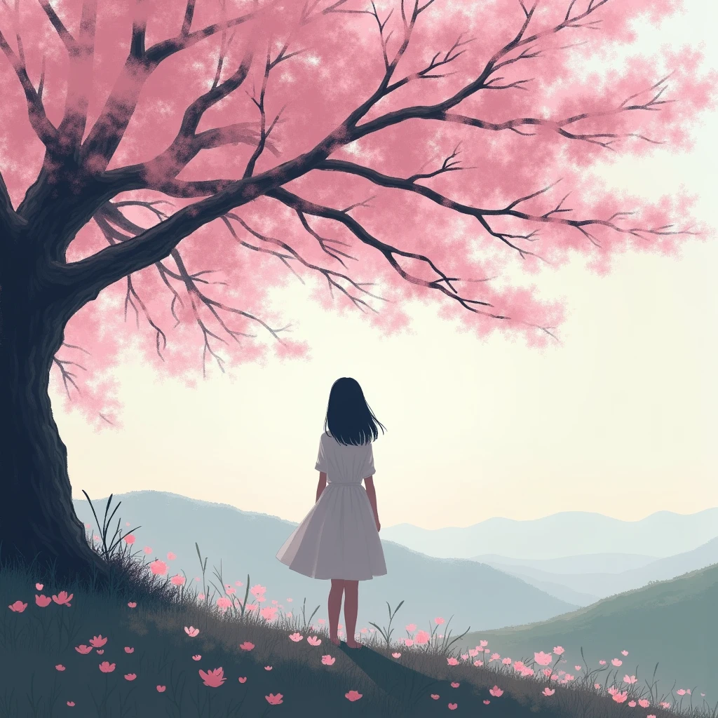 4K image, behind a cherry tree