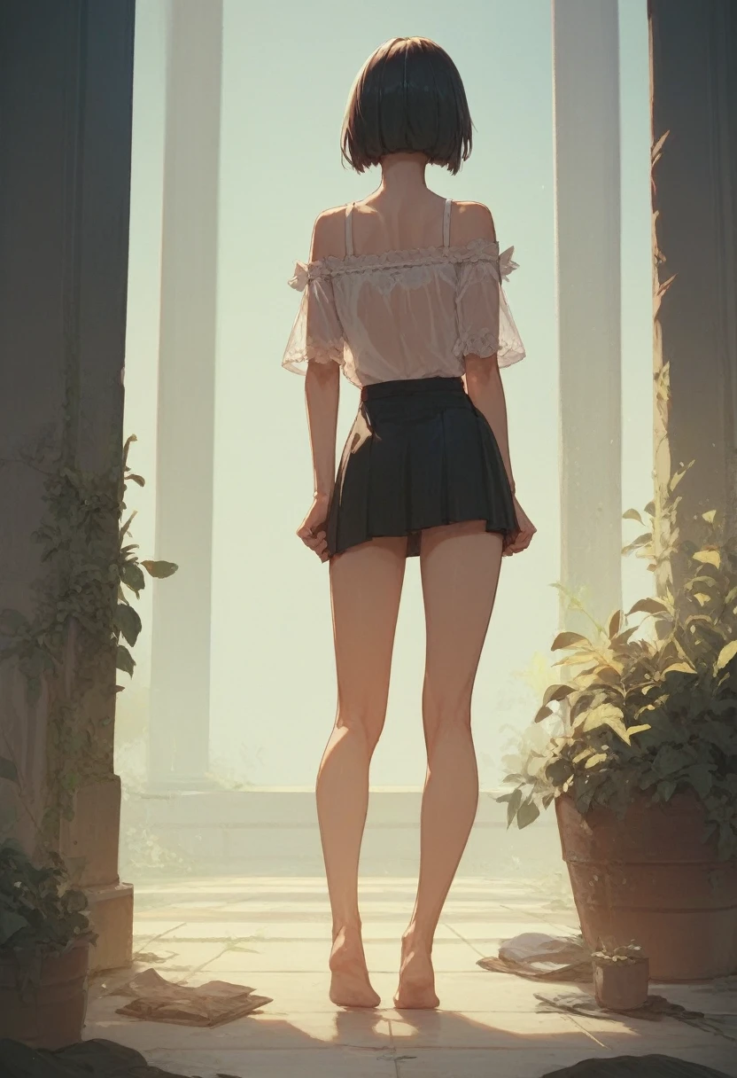 A woman with a beautiful girl々Create a new, whole body, A short sheer dress for、For girls, remove the low-cut see-through blouse and mini skirt., I'm looking forward to both, The boy is kissing her breast, Make it look realistic