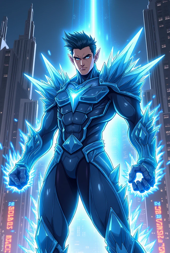 a male supervillain named Crystal Shadow anime version easy to draw
